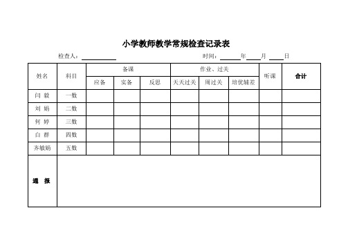 小学教师教学常规检查记录表