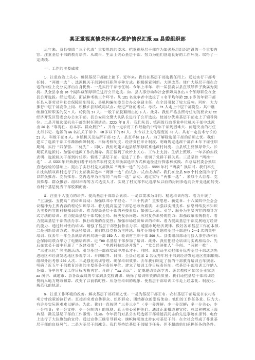 真正重视真情关怀真心爱护情况汇报xx县委组织部
