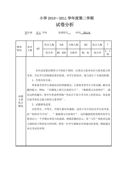 四语试卷分析