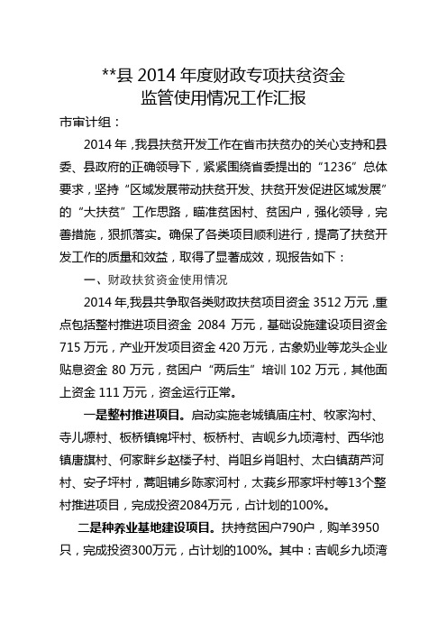 (定稿)2014年县财政专项扶贫资金汇报.