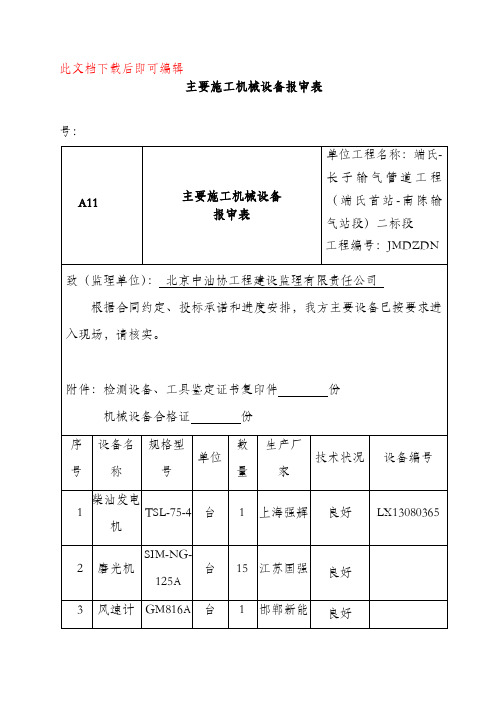 主要施工机械设备报审表(完整资料).doc