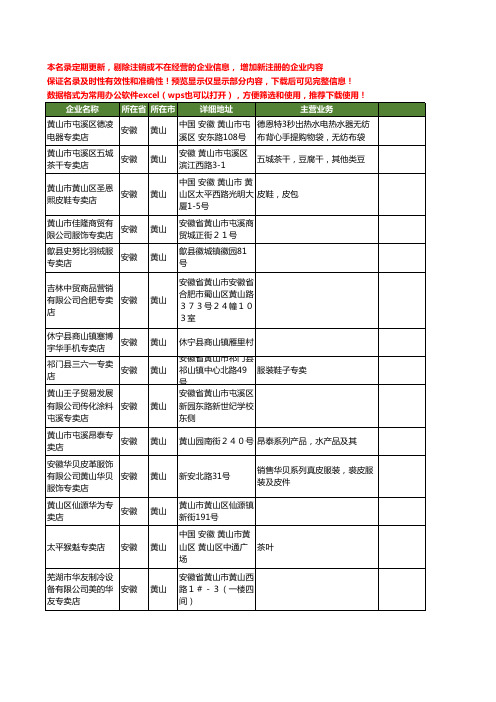 新版安徽省黄山专卖店工商企业公司商家名录名单联系方式大全39家