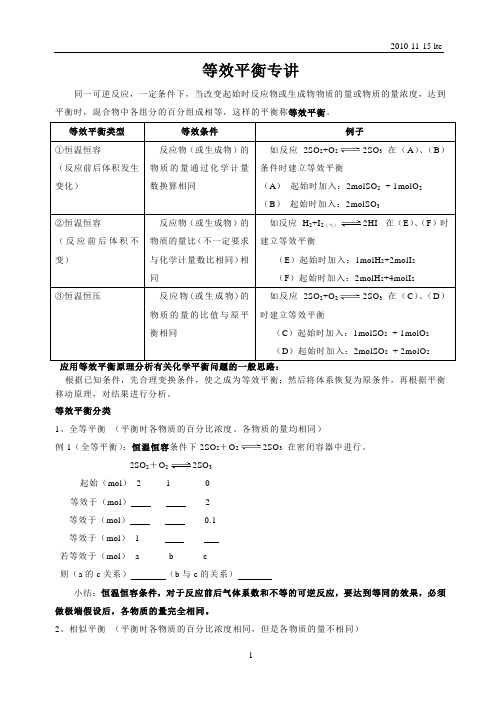 等效平衡专题训练