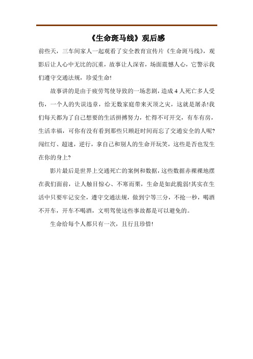 《生命斑马线》观后感