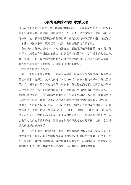 《装满昆虫的衣袋》教学反思