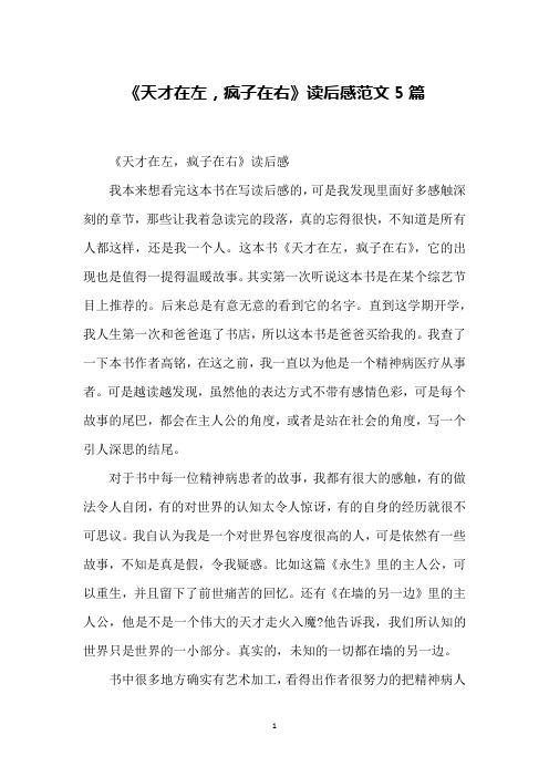 《天才在左,疯子在右》读后感范文5篇