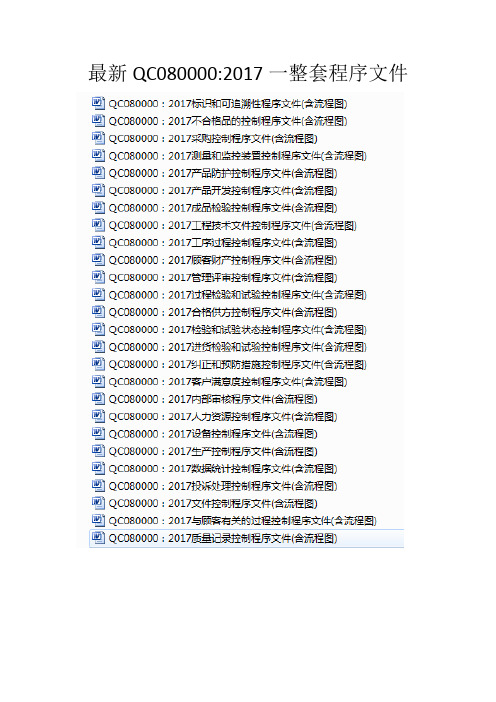 最新QC080000：2017一整套程序文件(含流程图共131页)