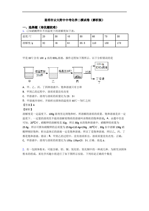 昆明市云大附中中考化学二模试卷(解析版)
