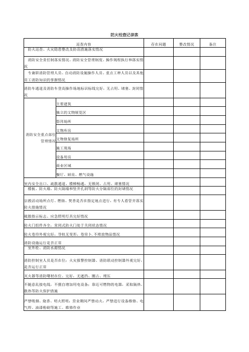 防火检查记录表