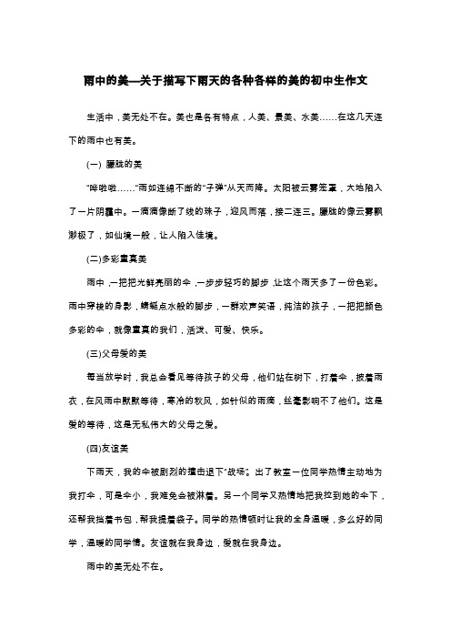 雨中的美—关于描写下雨天的各种各样的美的初中生作文_初一写景作文