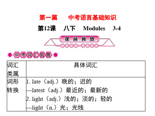 2018届中考英语总复习(外研版)第一篇中考语法基础知识课件：第12课八下Modules 3-4 (