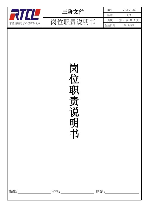 YS-A-3-04 岗位职责说明书