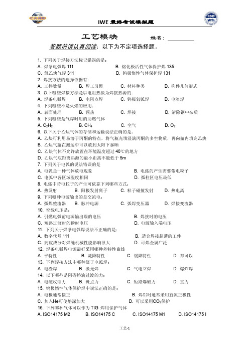 IWE模拟题及答案