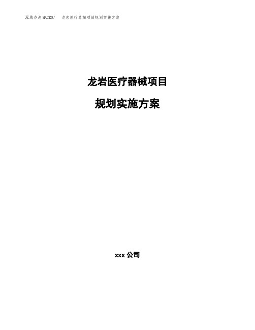 龙岩医疗器械项目规划实施方案