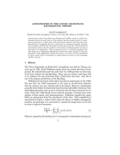 ANISOTROPIES IN THE COSMIC MICROWAVE BACKGROUND THEORY