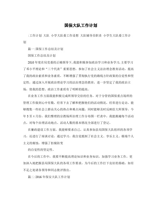 国保大队工作计划