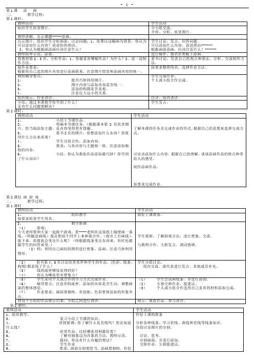 人美版小学美术第四册教案 精心整理