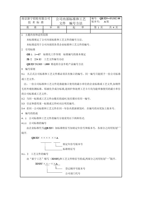 标准和工艺文件编号方法【范本模板】