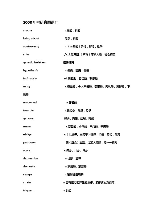2008年考研真题词汇