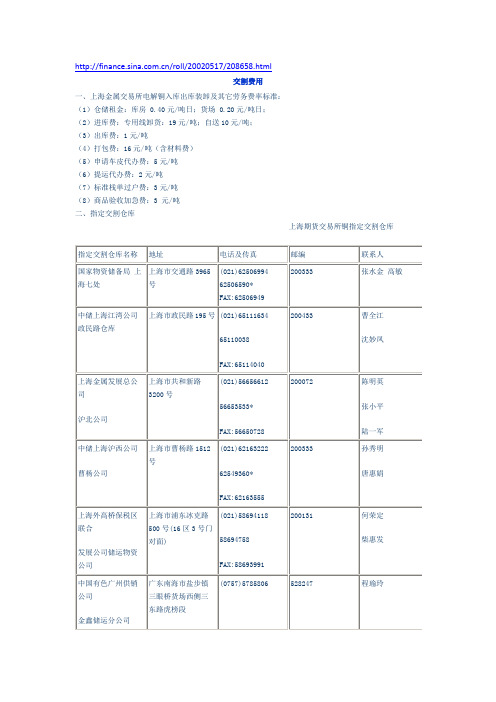 铜仓储费