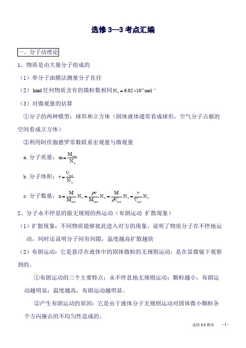 (精品word)人教版-高中物理选修3-3、3-4、3-5知识点整理(良心出品必属精品)