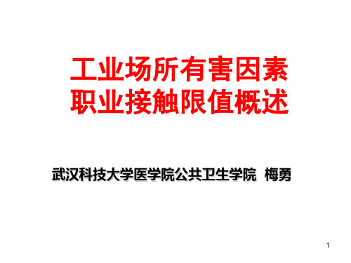 工业场所有害因素职业接触限值概述