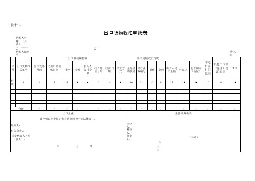 出口货物收汇申报表