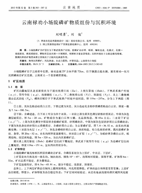 云南禄劝小场院磷矿物质组份与沉积环境