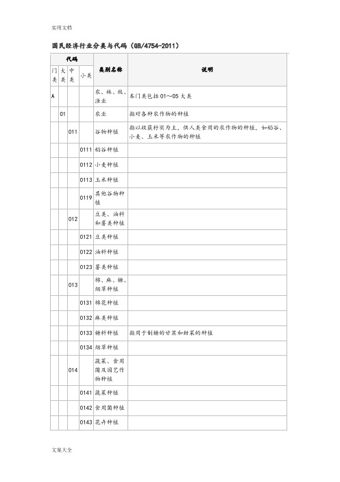 国家统计局-国民经济行业分类与代码-2011