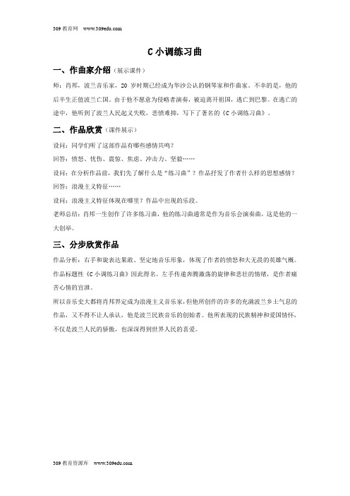 湘艺版音乐八年级上册《c小调练习曲》教案2