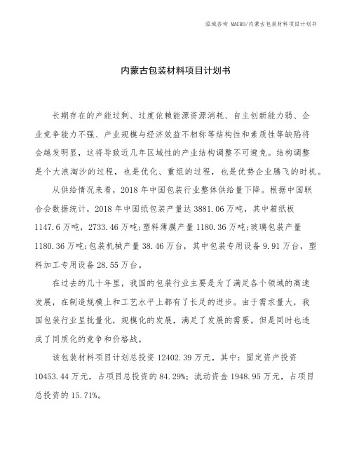 内蒙古包装材料项目计划书