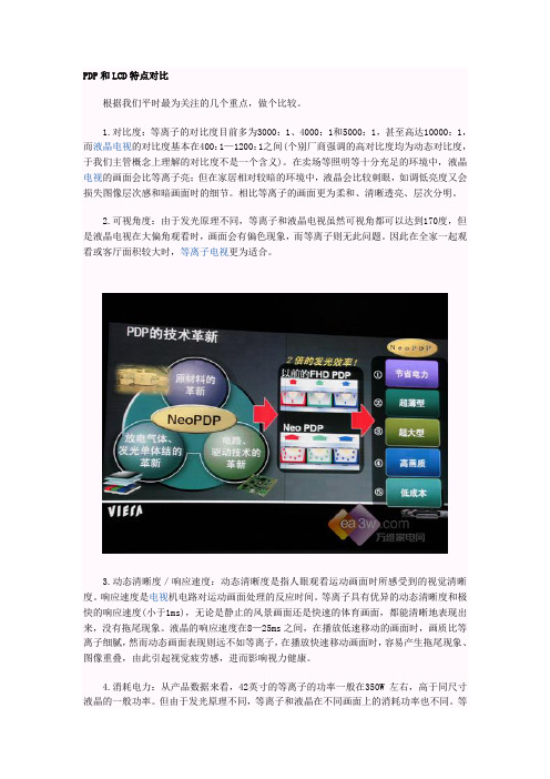 PDP LCD特性比较