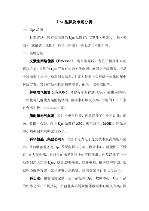 UPS品牌及市场分析