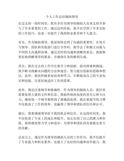 个人工作总结辅助领导
