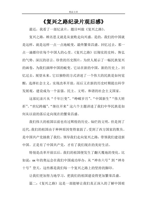 《复兴之路纪录片观后感》