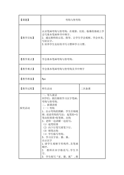 1、弯钩、竖弯钩