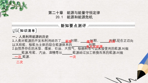 九年级物理下册20.1能源和能源危机课件新版粤教沪版