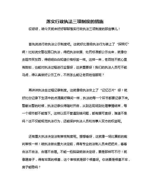 落实行政执法三项制度的措施