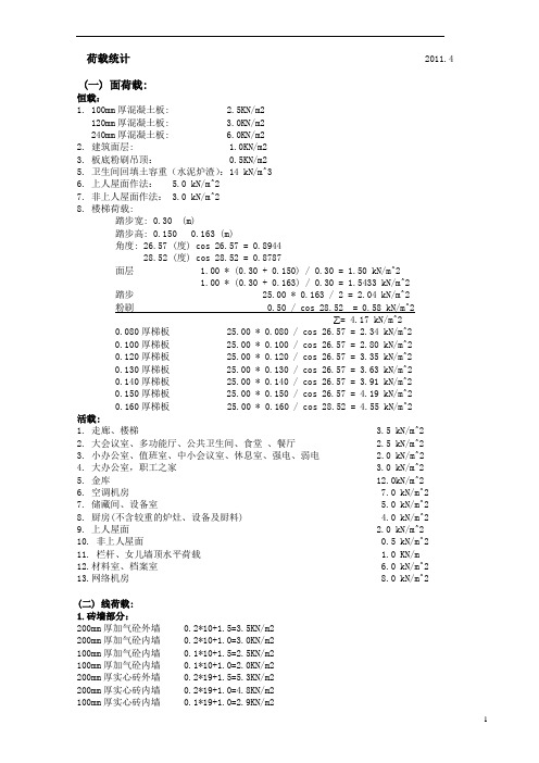 框架结构荷载整理