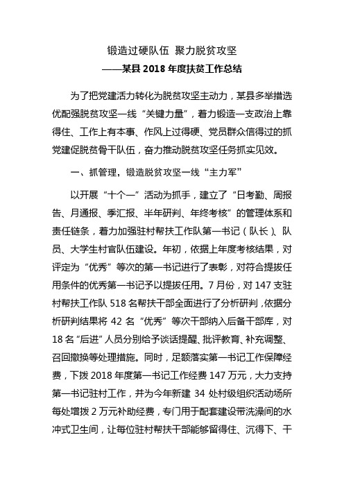某县2018年度扶贫工作总结