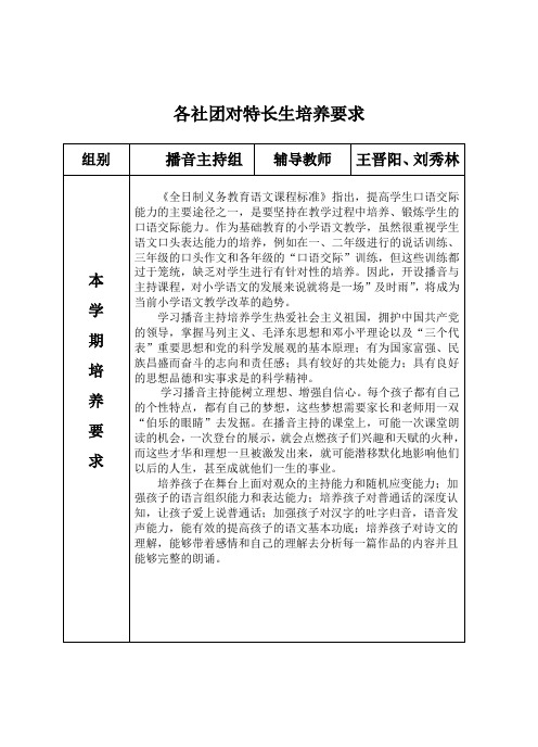播音主持社团对特长生培养要求——王晋阳、刘秀林