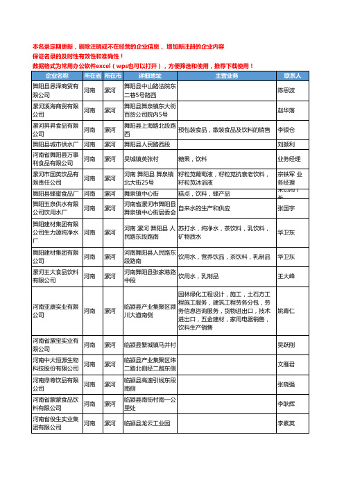 2020新版河南省漯河饮料工商企业公司名录名单黄页联系方式大全160家