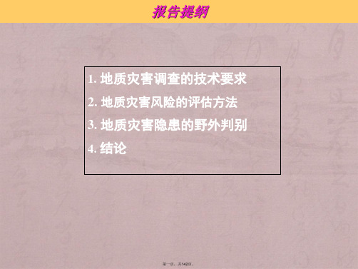 地质灾害调查的技术要求和灾害风险评估
