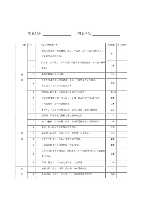 6S评比表格