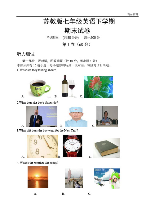2020年苏教版七年级英语下学期期末试卷