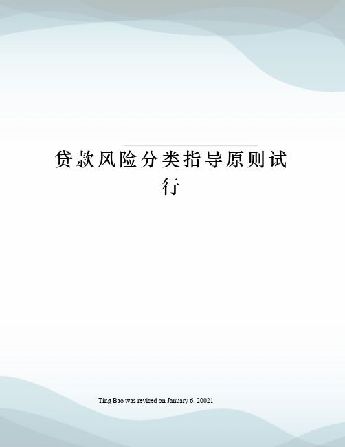 贷款风险分类指导原则试行