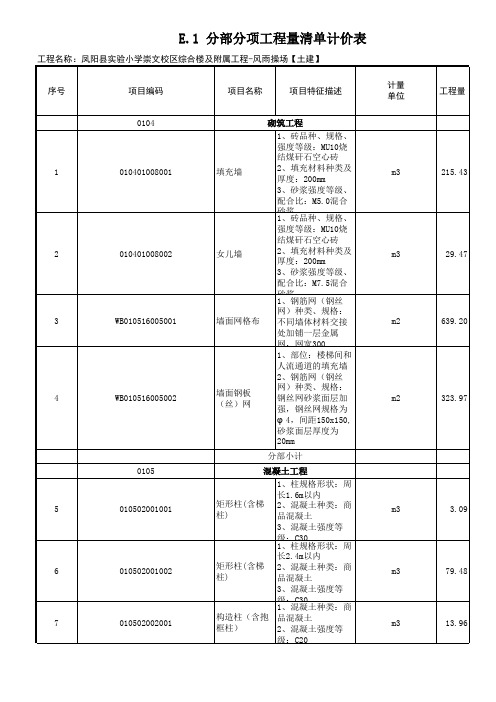 凤阳县实验小学崇文校区综合楼及附属工程-风雨操场【土建】