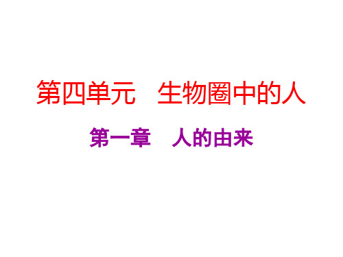 2019年中考生物总复习课件：第四单元第一章人的由来 (共51张PPT)教育精品.ppt