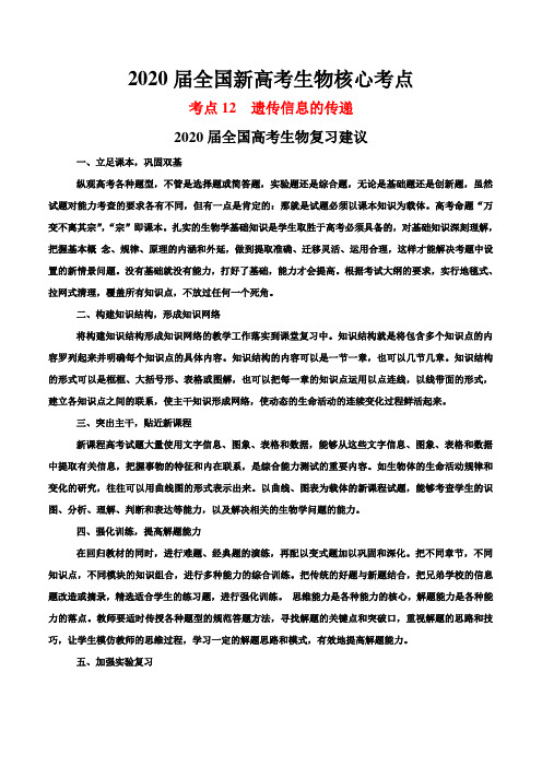 2020届全国新高考生物核心考点  遗传信息的传递