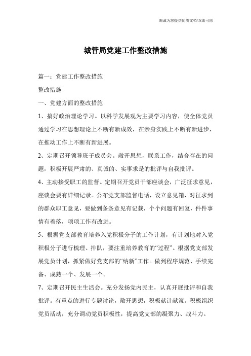 城管局党建工作整改措施